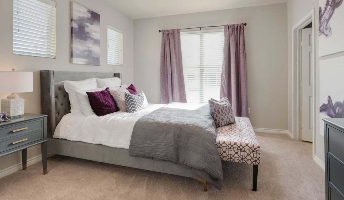 Bright bed room at Kensington Crossings in Houston, Texas
