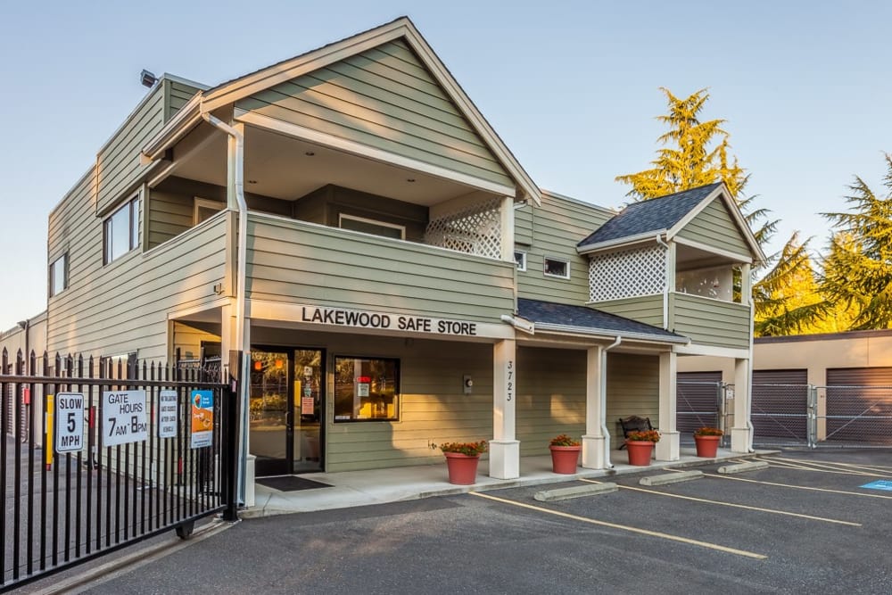 Entrance at Safe Store Self Storage in Lakewood, Washington.