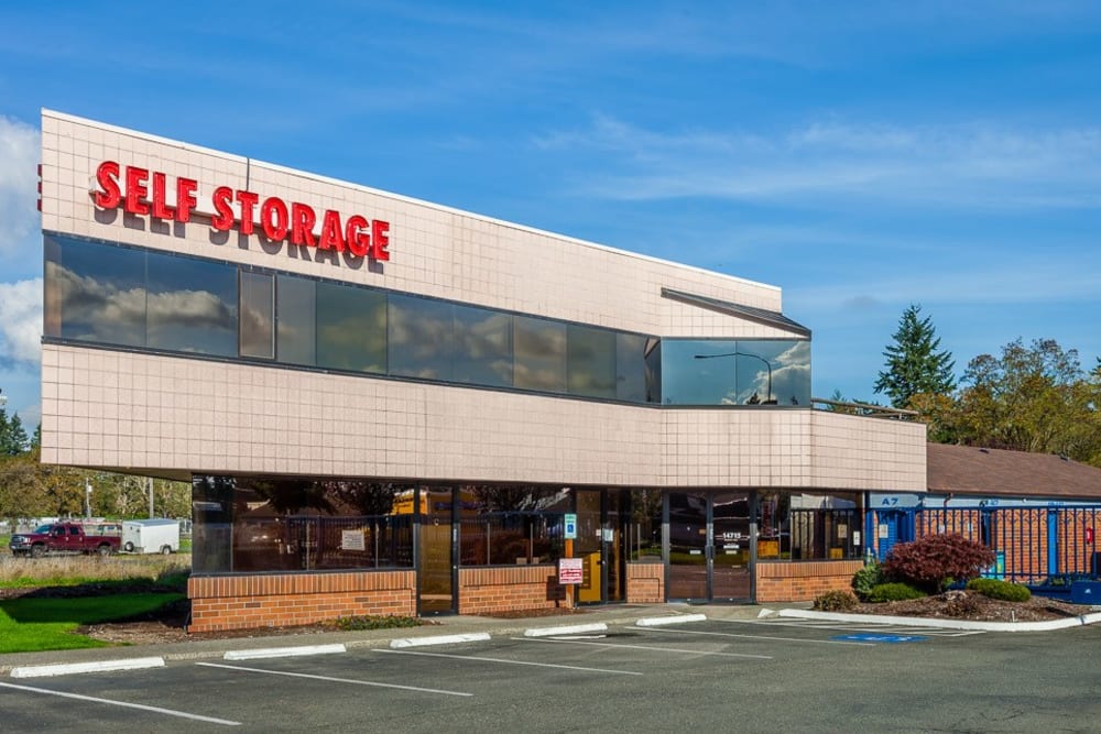 Entrance at Lake Spanaway Self Storage in Tacoma, Washington.