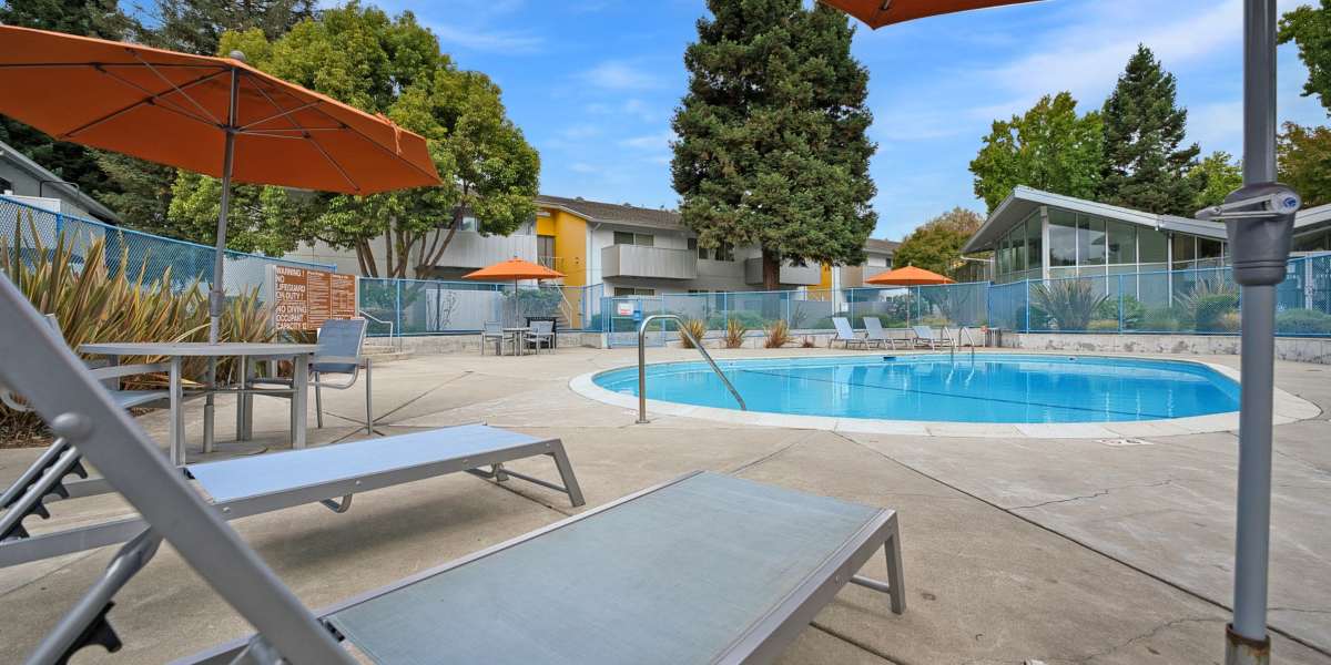 Community pool at Lakeside Village in San Leandro, California