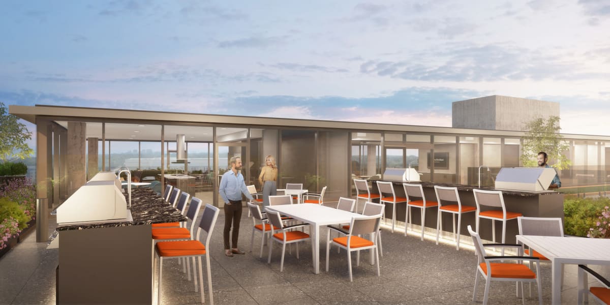 Dining area at Optima Verdana® in Wilmette, Illinois