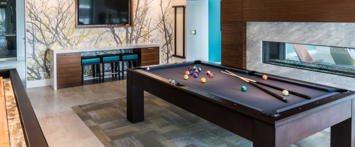 Game room at Solaire 7077 Woodmont in Bethesda, Maryland