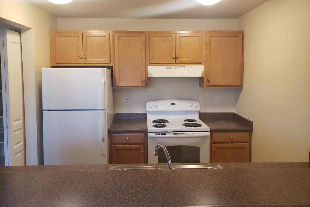 Modern kitchen in a model home at The Knoll Redmond in Redmond, Washington