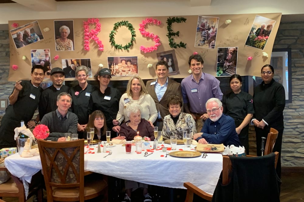 Celebrating a resident at The Pines, A Merrill Gardens Community in Rocklin, California. 