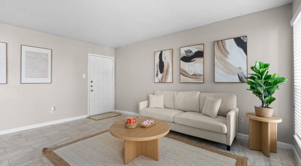 Bedroom with a bed and dresser at Hawthorne in Houston, Texas