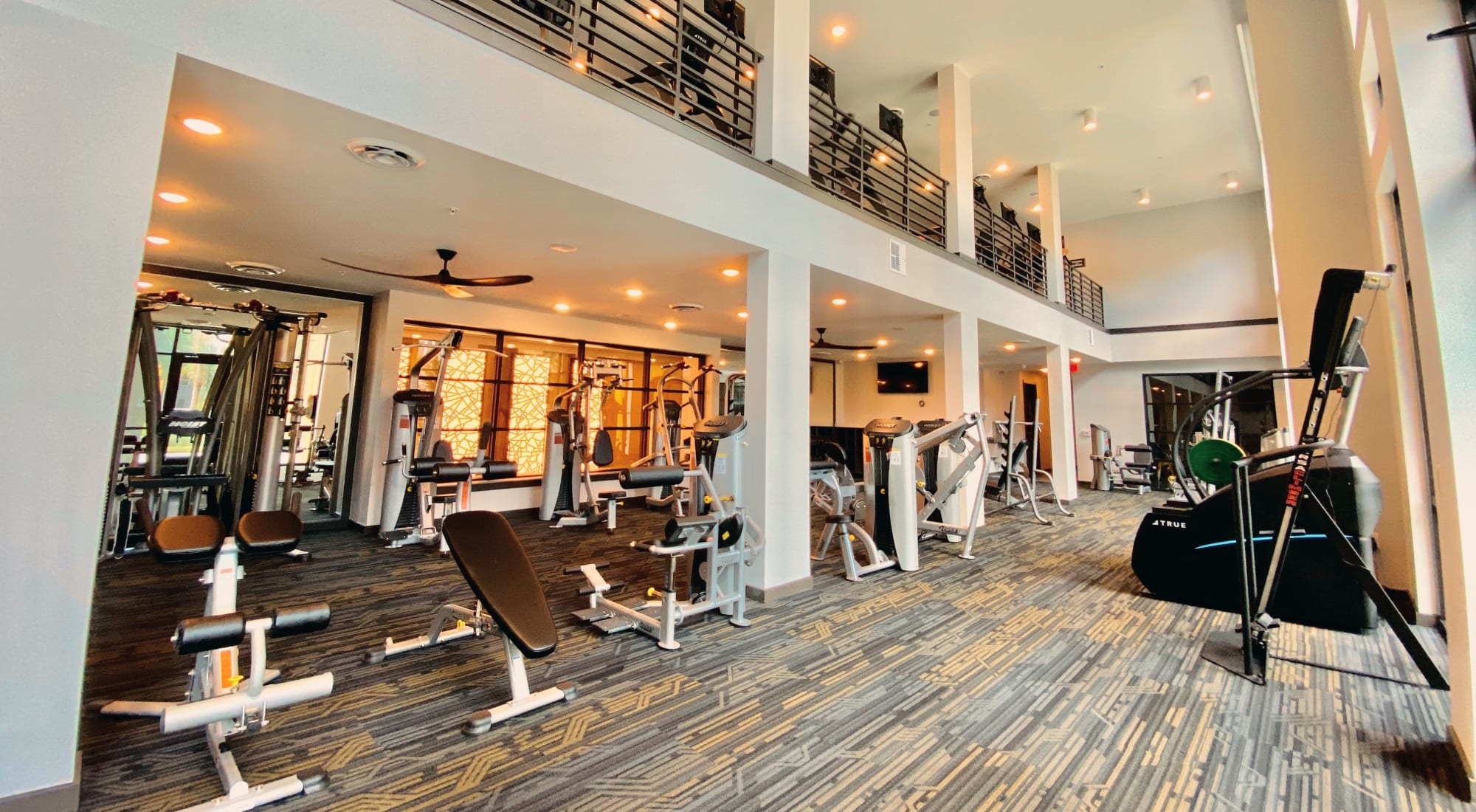 Two Story Fitness Center at Fusion apartments in Jacksonville, Florida