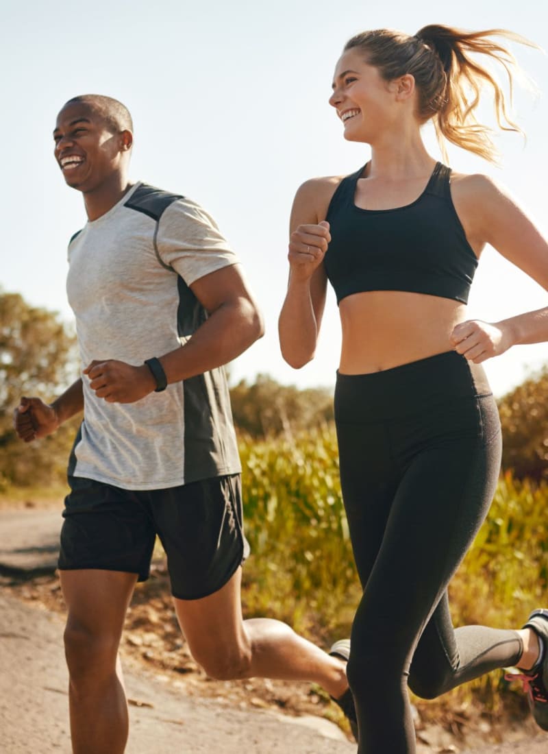 Two residents on a run near Marquis Cross Mountain in San Antonio, Texas