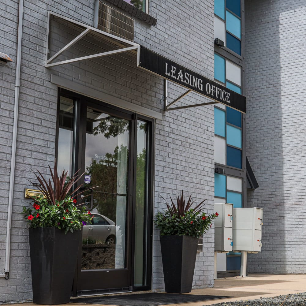 Leasing office entrance to Southglenn Place in Centennial, Colorado