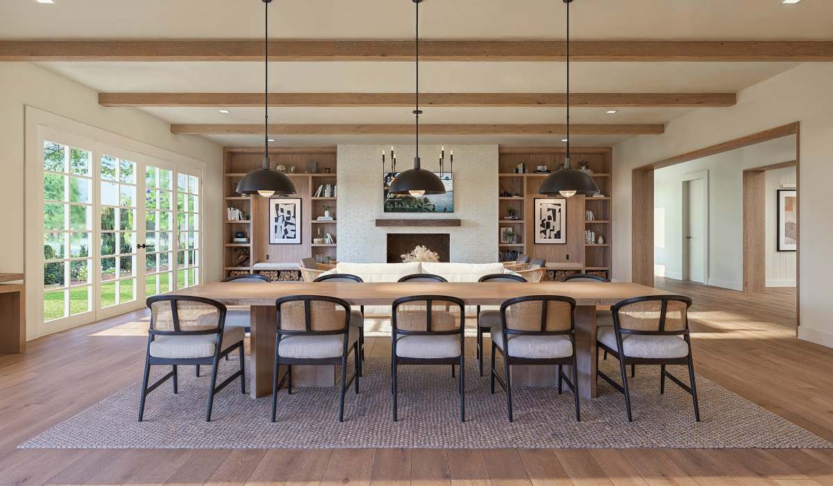 Large dining area with hanging light at The Village in Stratford, Connecticut