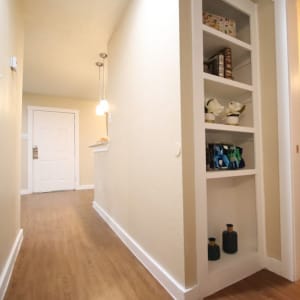 Hallway and built-in bookshelf at Buffalo Ridge in Princeton, Texas