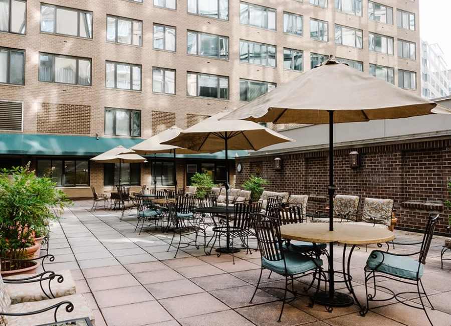 Outside seating area at The Residences at Thomas Circle in Washington, District of Columbia