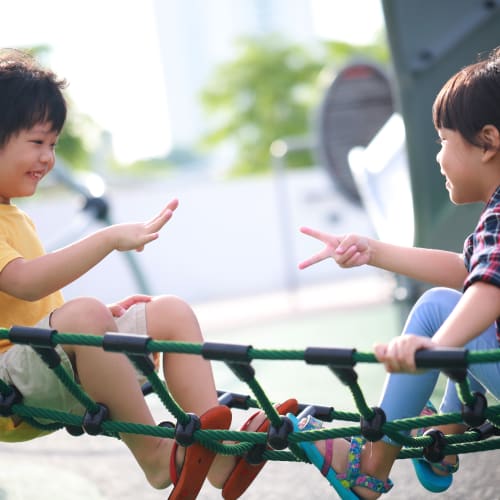 Kids are playing in playground near Prospect View in Santee, California