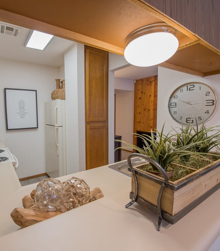 Kitchen with granite countertops at The Warrington Apartments in Oklahoma City, Oklahoma