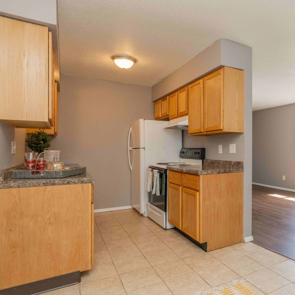 Kitchen with cabinet at Dickinson Apartments in Springfield, Illinois