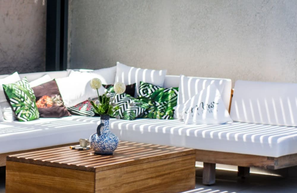 Private patio at Villas Del Lago in Los Angeles, California