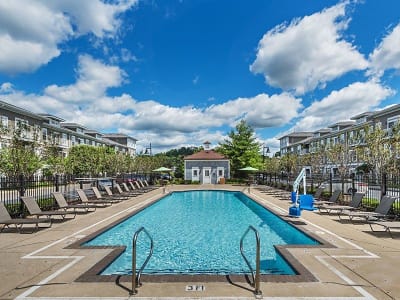 Sparkling swimming pool at The Docks Apartments in Pittsburgh, PA
