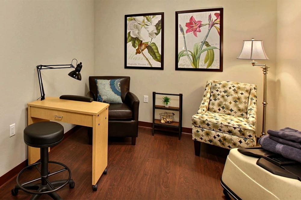 Resident nail salon at Milestone Senior Living Woodruff in Woodruff, Wisconsin