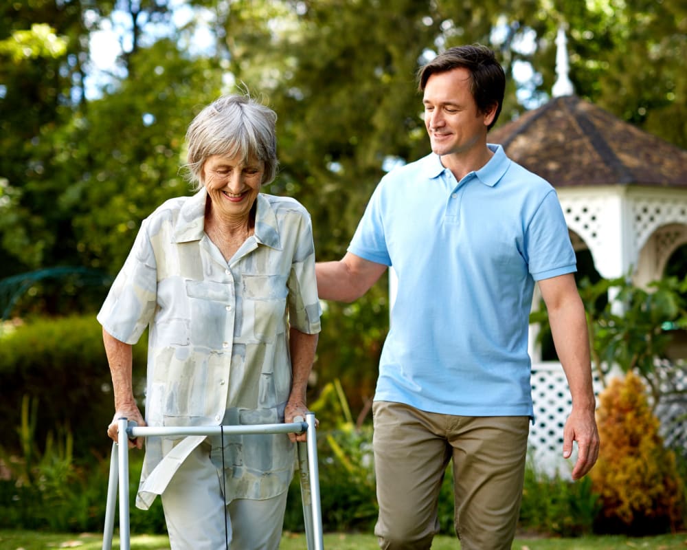 Resident with son at Trustwell Living at Bell Gardens Place in Hillsboro, Ohio