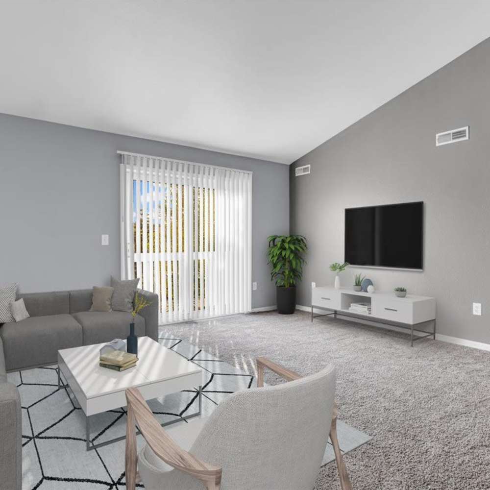 Living room with natural light at River Club in Holland, Michigan