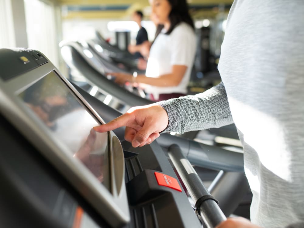 Residents getting a cardio workout in the fitness center at The Hyve in Tempe, Arizona