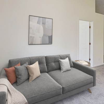 Resident lacing up his running shoes for a run on the track near Legacy Parke Apartments in Charlotte, Michigan