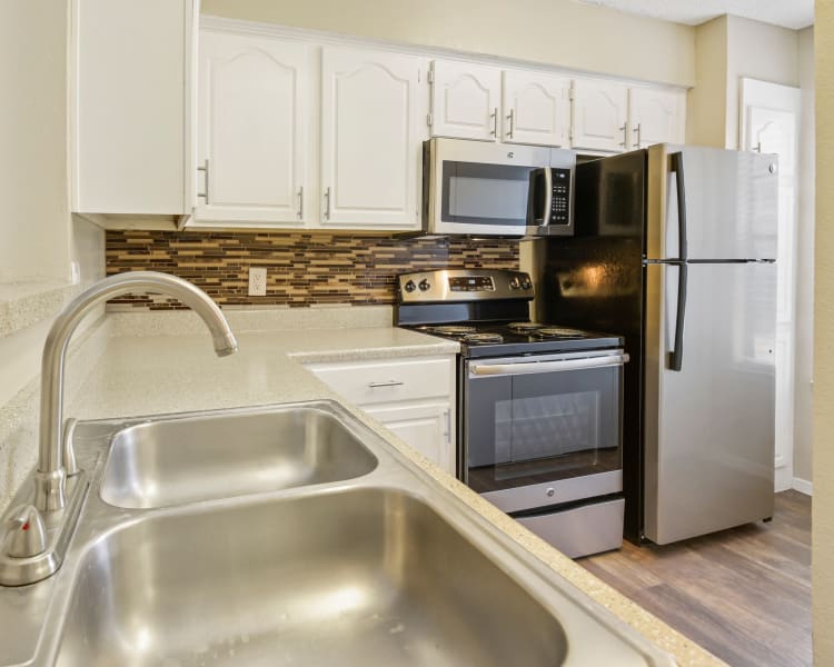 Spacious kitchen with plenty of counter space at The Regent in Dallas, Texas