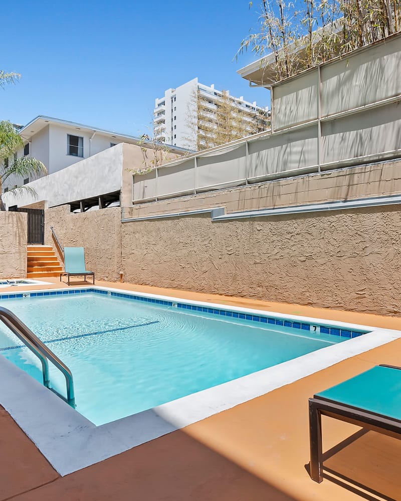 Beautiful sun soaked pool at Villa Careena, West Hollywood, California