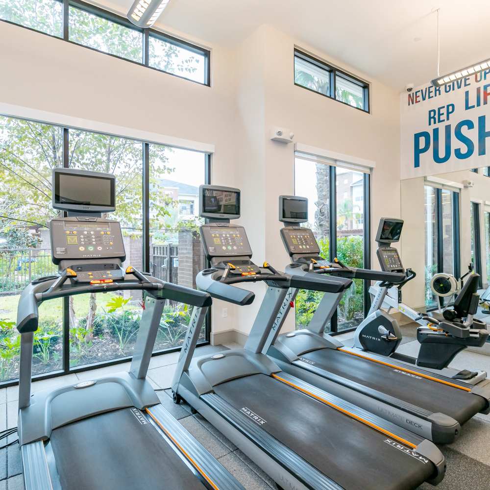 Community gym at NOVU New Forest in Houston, Texas