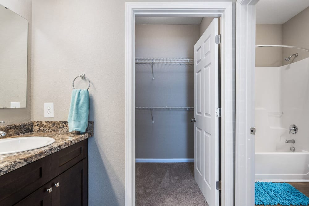 Well lit bathroom at Westshore Palms in Panama City, Florida