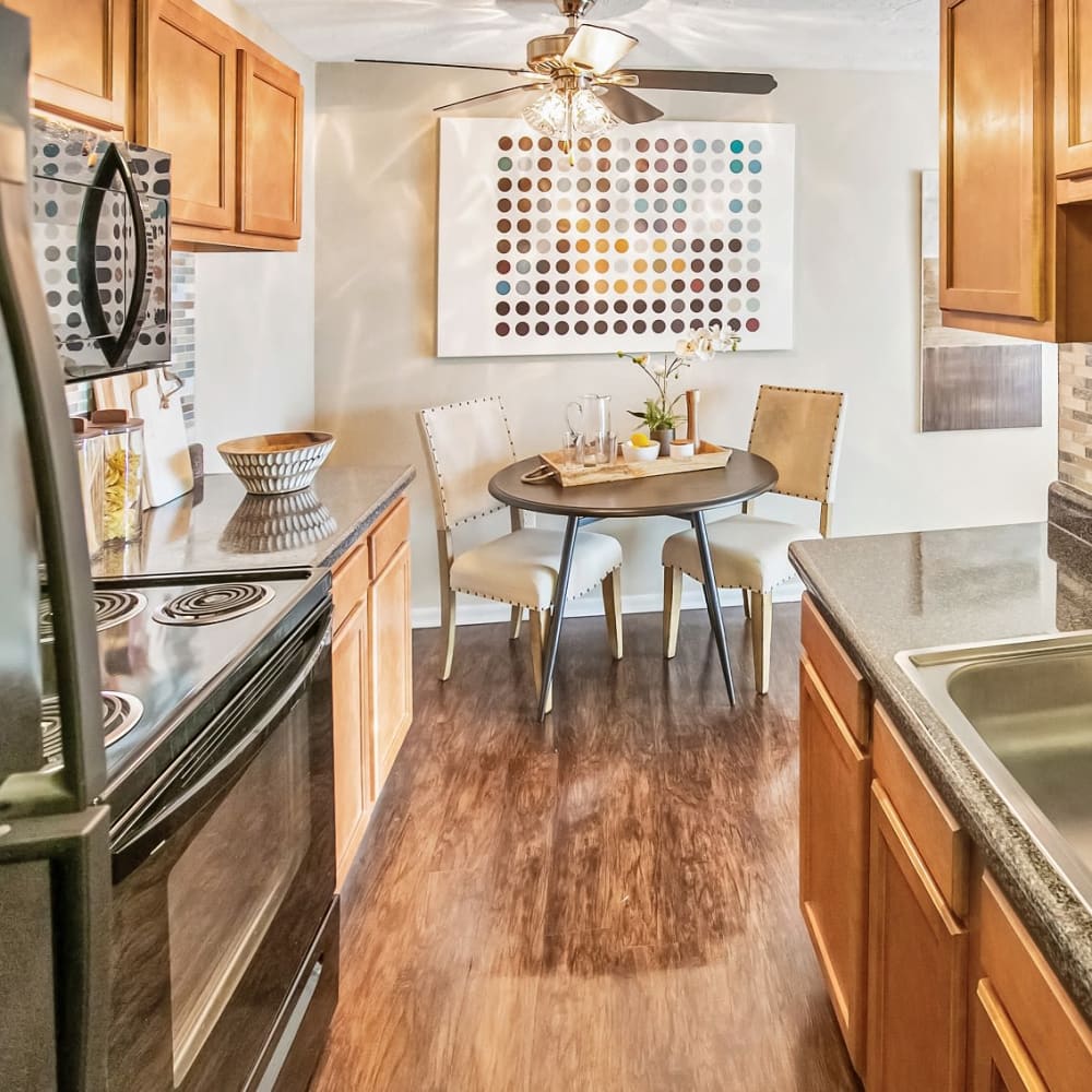 Dining room of a model home at Solon Club Apartments in Oakwood Village, Ohio