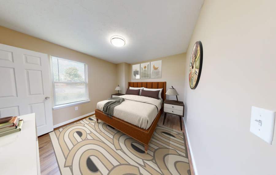 Apartment bedroom at Fox Pointe Apartments in Columbus, Indiana