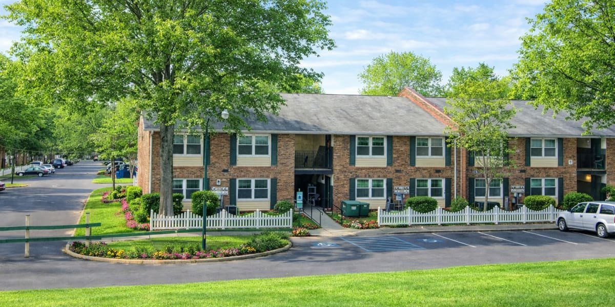 Apartments with parking area at Laurel Hill Apartments in Shelby, North Carolina