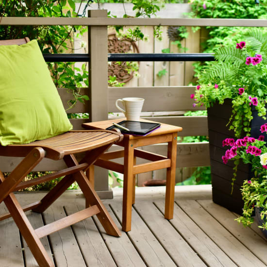 Private balcony with beautiful plants at Walton Crossings in Jeannette, Pennsylvania