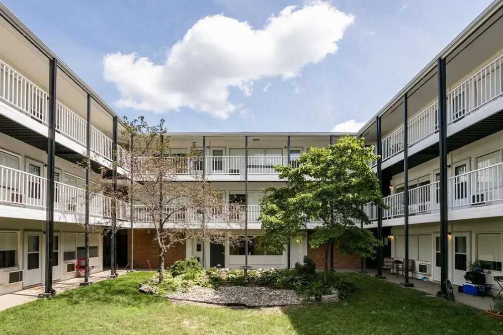 Exterior building with balcony at Detroit Living in Detroit, Michigan
