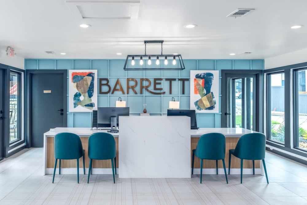 Front desk at Barrett Apartment Homes in Garland, Texas