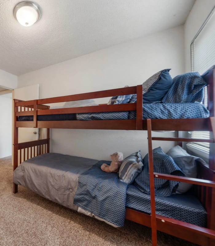 Bunk bed bedroom at Regency Point Apartments in Tulsa, Oklahoma