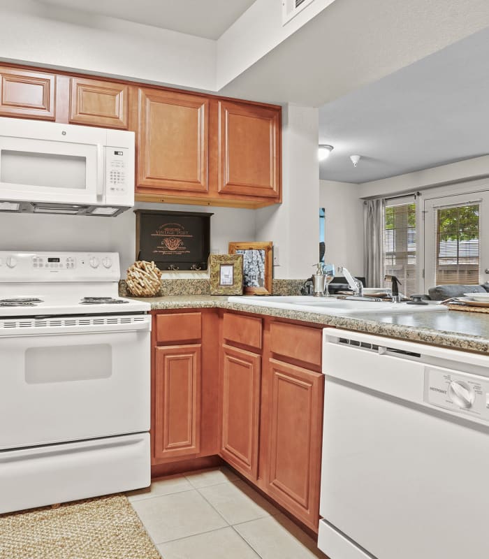 Kitchen at Villas of Waterford Apartments in Wichita, Kansas