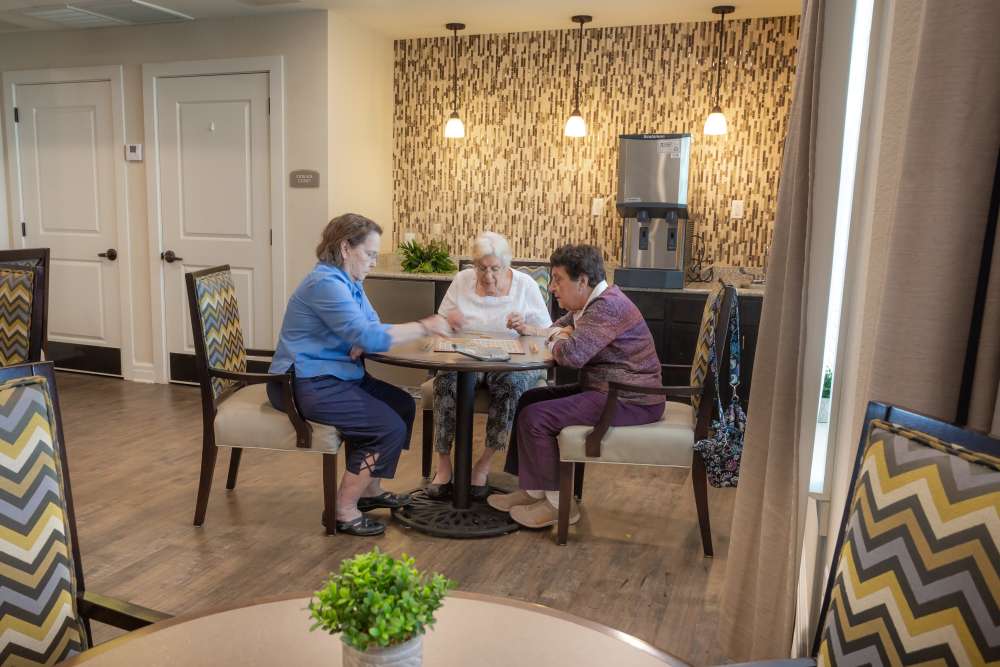 Residents having a chat at Harmony at Five Forks in Simpsonville, South Carolina