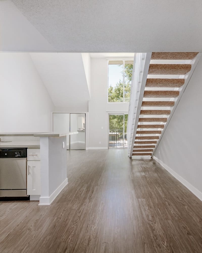 Apartment with wood-style floors at Los Feliz Village in Los Angeles, California