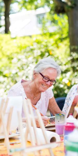Resident painting at The Birches at New Hope in New Hope, Pennsylvania