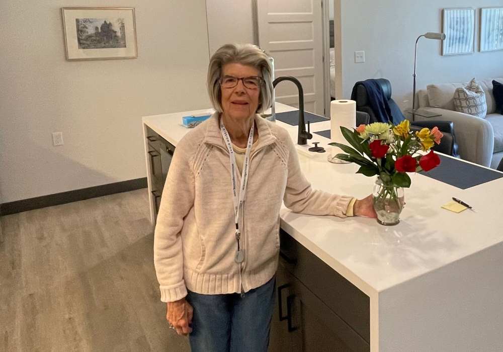 Resident in her home kitchen at Mission Ridge in Springfield, Missouri