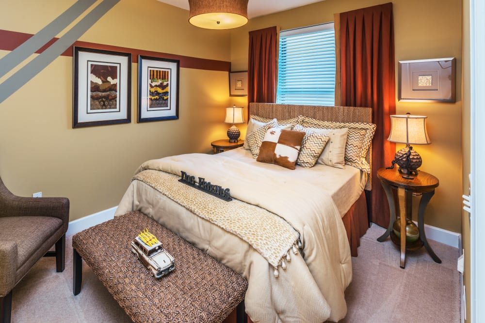 Carpeted model bedroom at Cielo in Charlotte, North Carolina