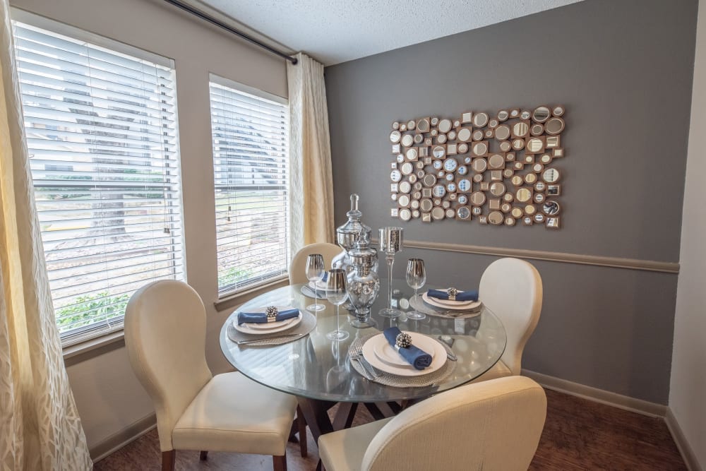 Breakfast nook in a model home at Ridgeview Place in Irving, Texas