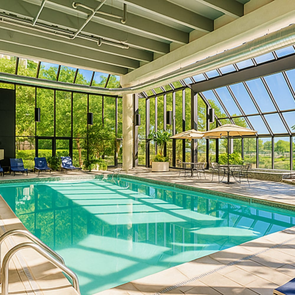 Indoor large swimming pool at Riverfront Towers in Detroit, Michigan