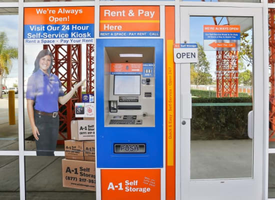 24-hour kiosk at A-1 Self Storage in San Diego, California