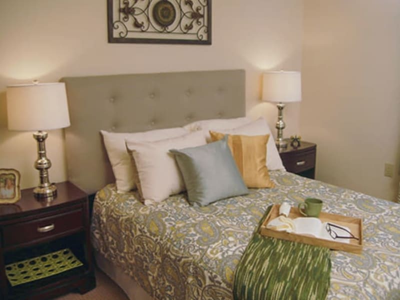 Bedroom in apartment at Absaroka Senior Living in Cody, Wyoming.