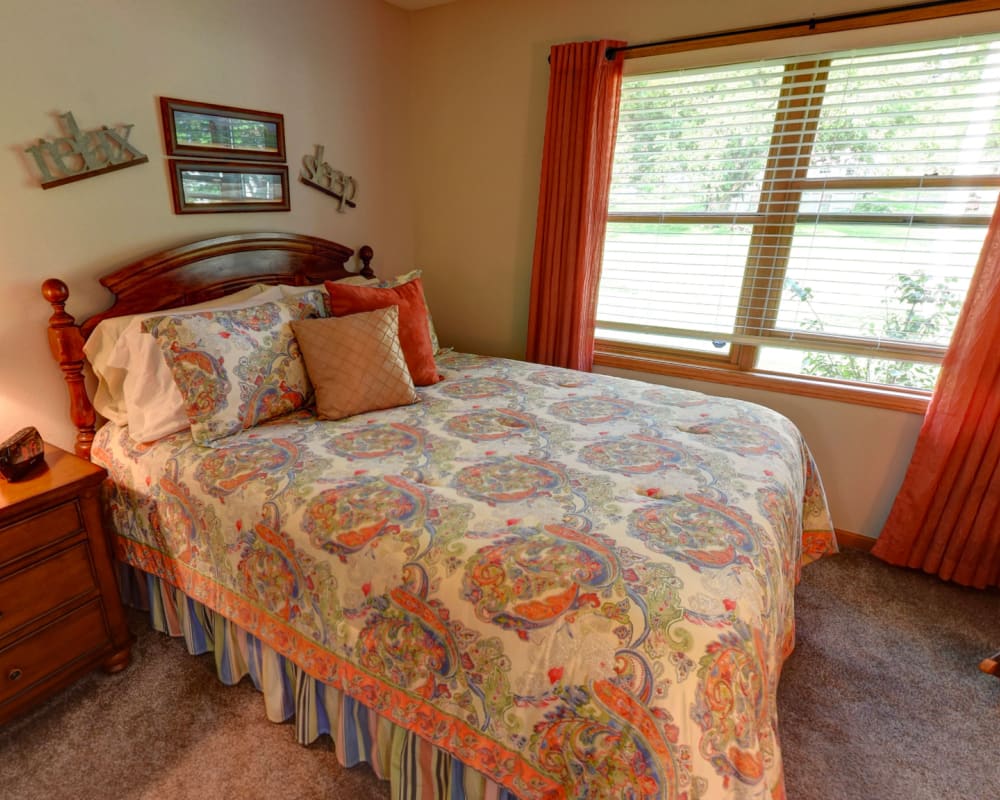Cozy memory care studio at Garnett Place in Cedar Rapids, Iowa.