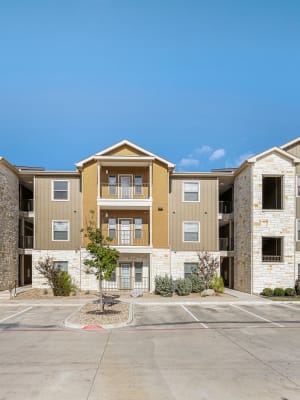 Exterior of the main entrance at The Residences at Panther Hollow in Marble Falls, Texas