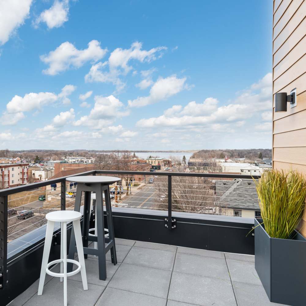 Balcony with good view at The Uptown Apartments in Waconia, Minnesota
