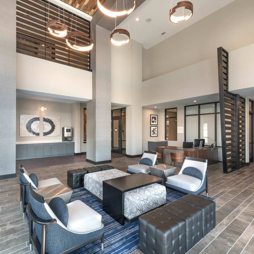 Community lounge area at Hall Street Flats in Dallas, Texas